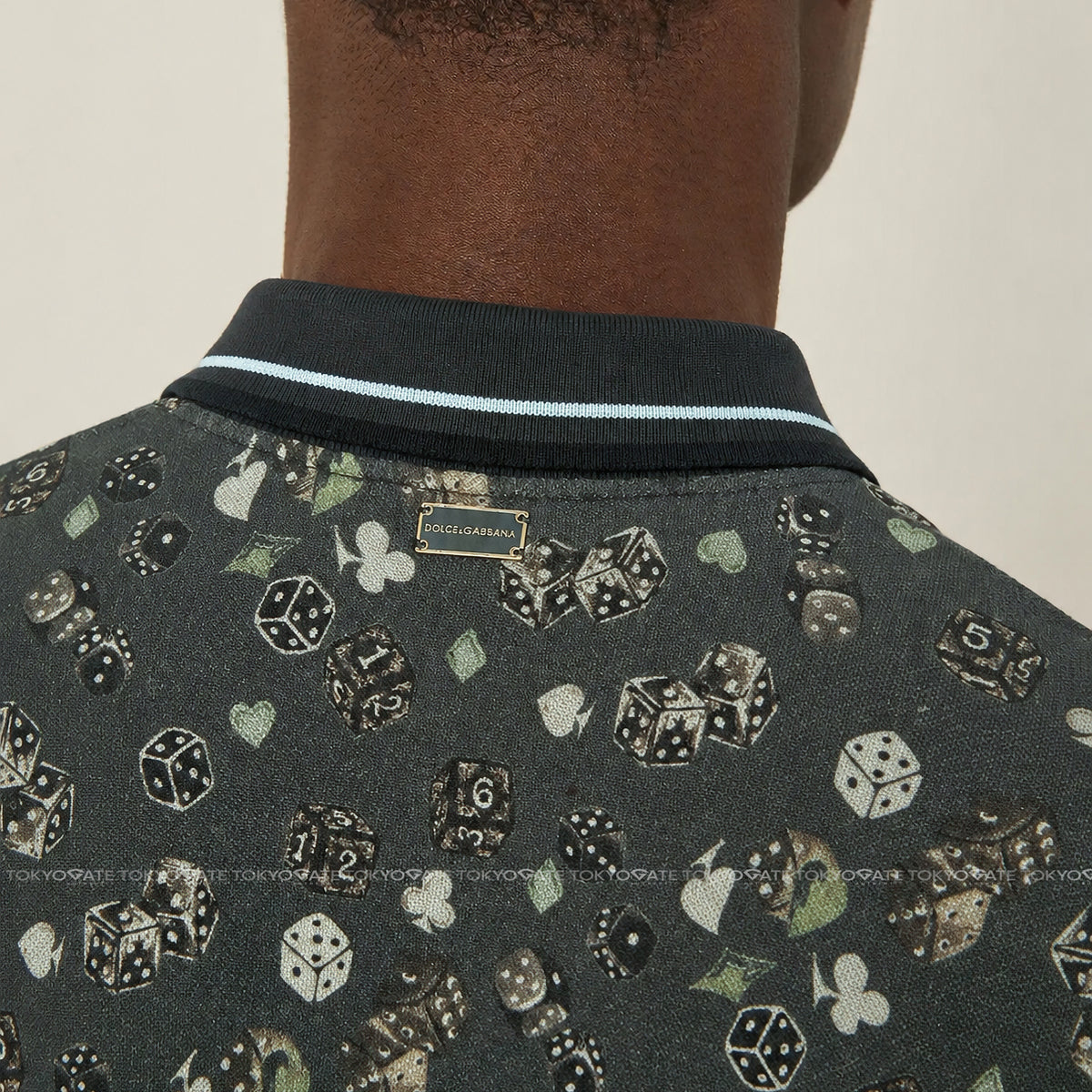 Áo polo D&G G8CZ4T G7ZHR Floral Print Green Slim Fit