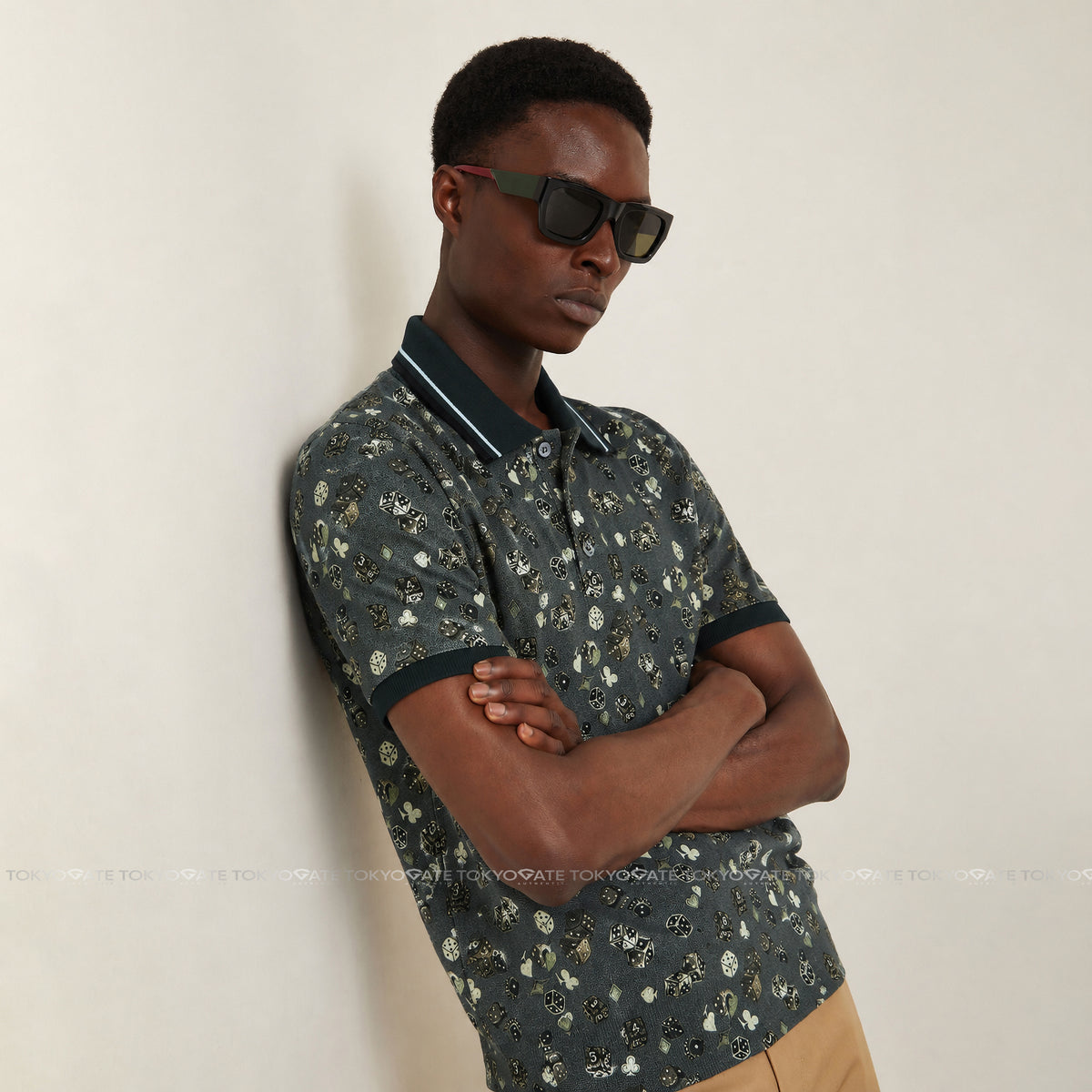 Áo polo D&G G8CZ4T G7ZHR Floral Print Green Slim Fit