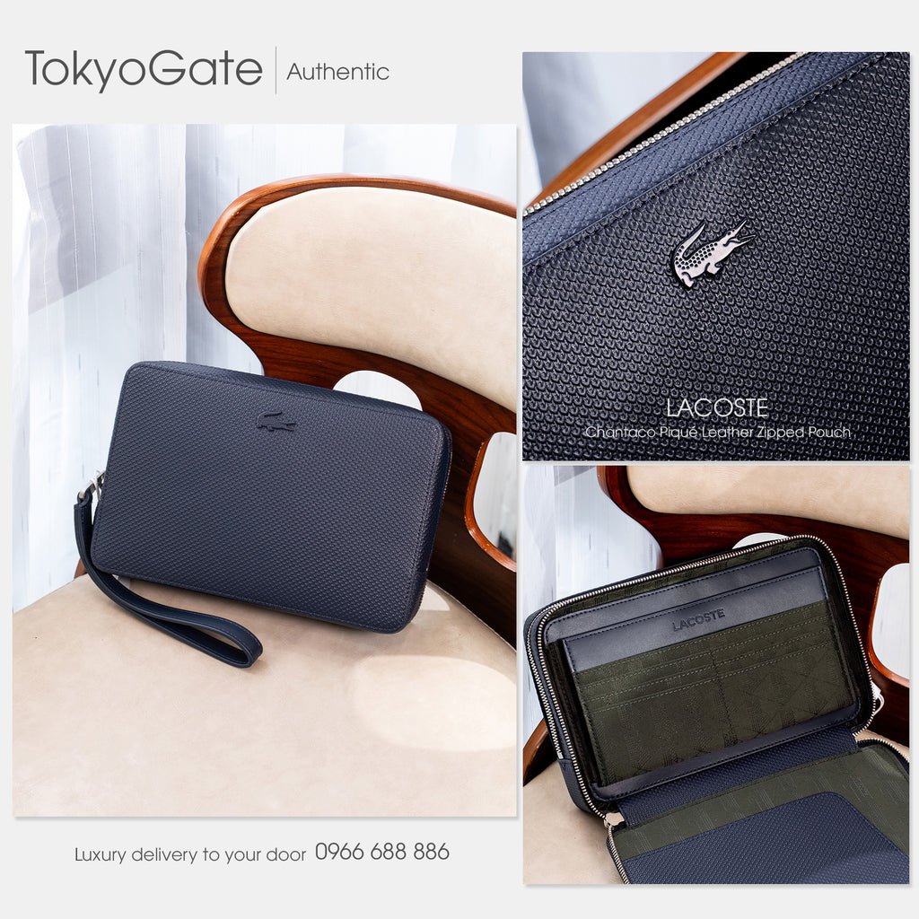 Clutch Lacoste NH2922CE 021 Chantaco Piqué Leather Zipped Pouch