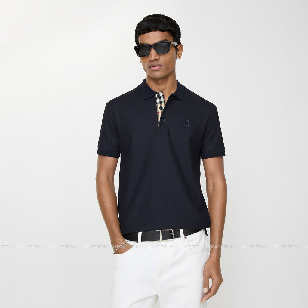 Áo polo Burberry 8055227 SS New Eddie TB Coal Blue Slim Fit