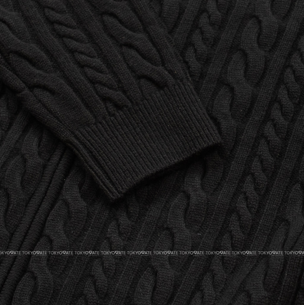 Áo khoác Lacoste AH302E 031 Cable-Knit Zip-Up Cardigan Black Regular Fit