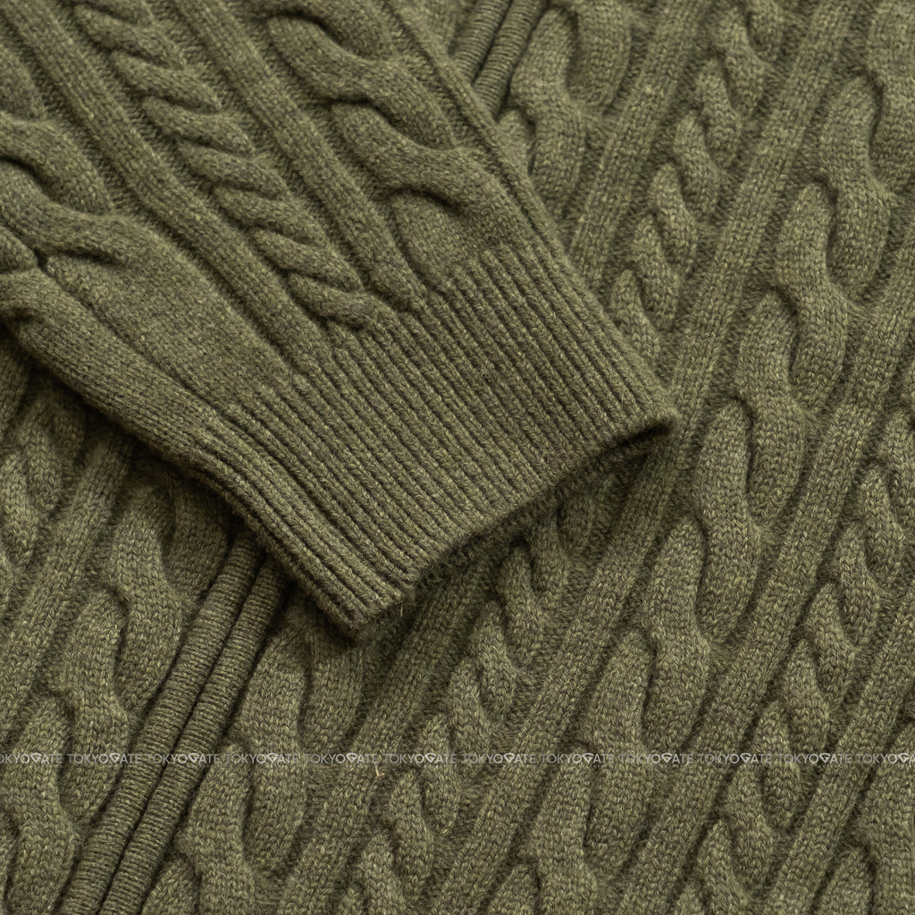Áo khoác Lacoste AH302E BMY Cable-Knit Zip-Up Cardigan Dark Green Regular Fit