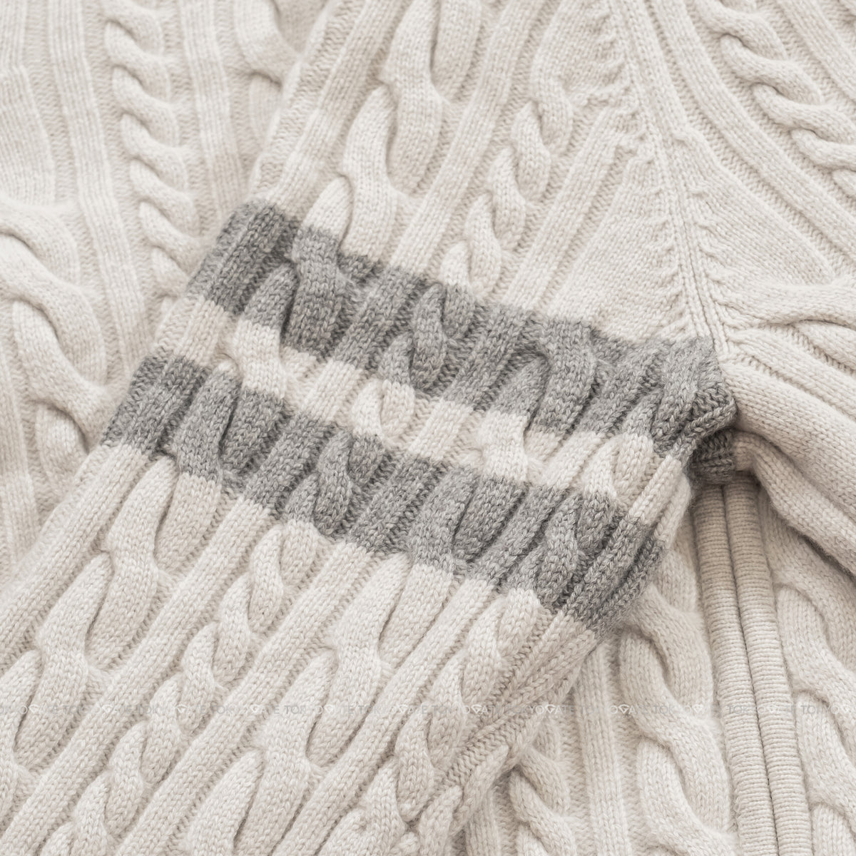 Áo khoác Lacoste AH302E XFJ Cable-Knit Zip-Up Cardigan Beige Regular Fit