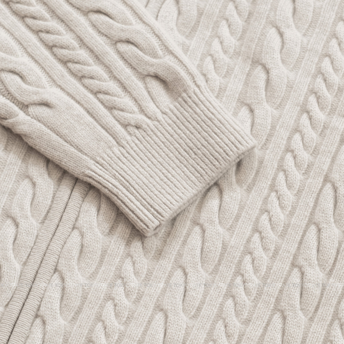 Áo khoác Lacoste AH302E XFJ Cable-Knit Zip-Up Cardigan Beige Regular Fit