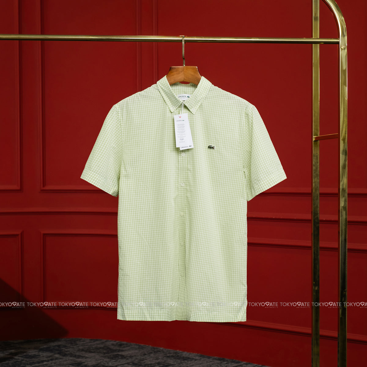 Áo sơ mi Lacoste SS CH2346 4AJ Cotton Poplin Green Check Regular Fit