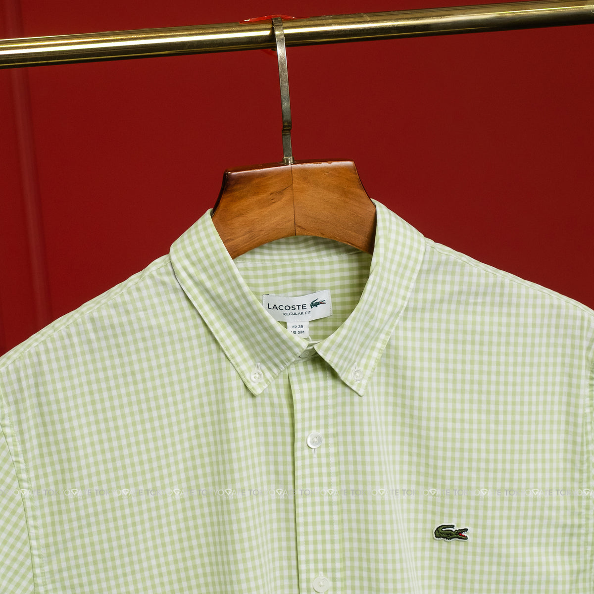 Áo sơ mi Lacoste SS CH2346 4AJ Cotton Poplin Green Check Regular Fit