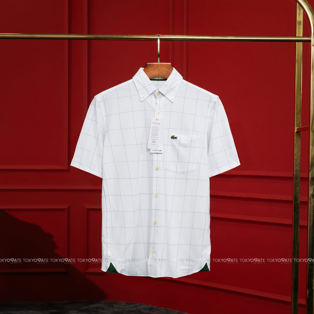 Áo sơ mi Lacoste CH6415 HD9 Jacquard Check Jersey Shirt White Regular Fit