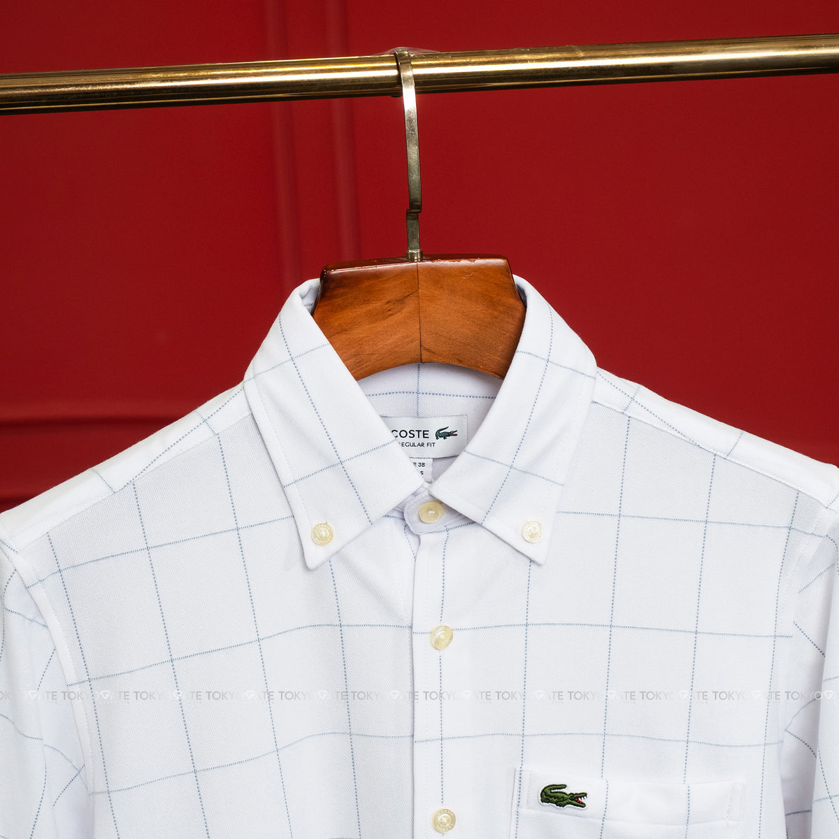Áo sơ mi Lacoste CH6415 HD9 Jacquard Check Jersey Shirt White Regular Fit