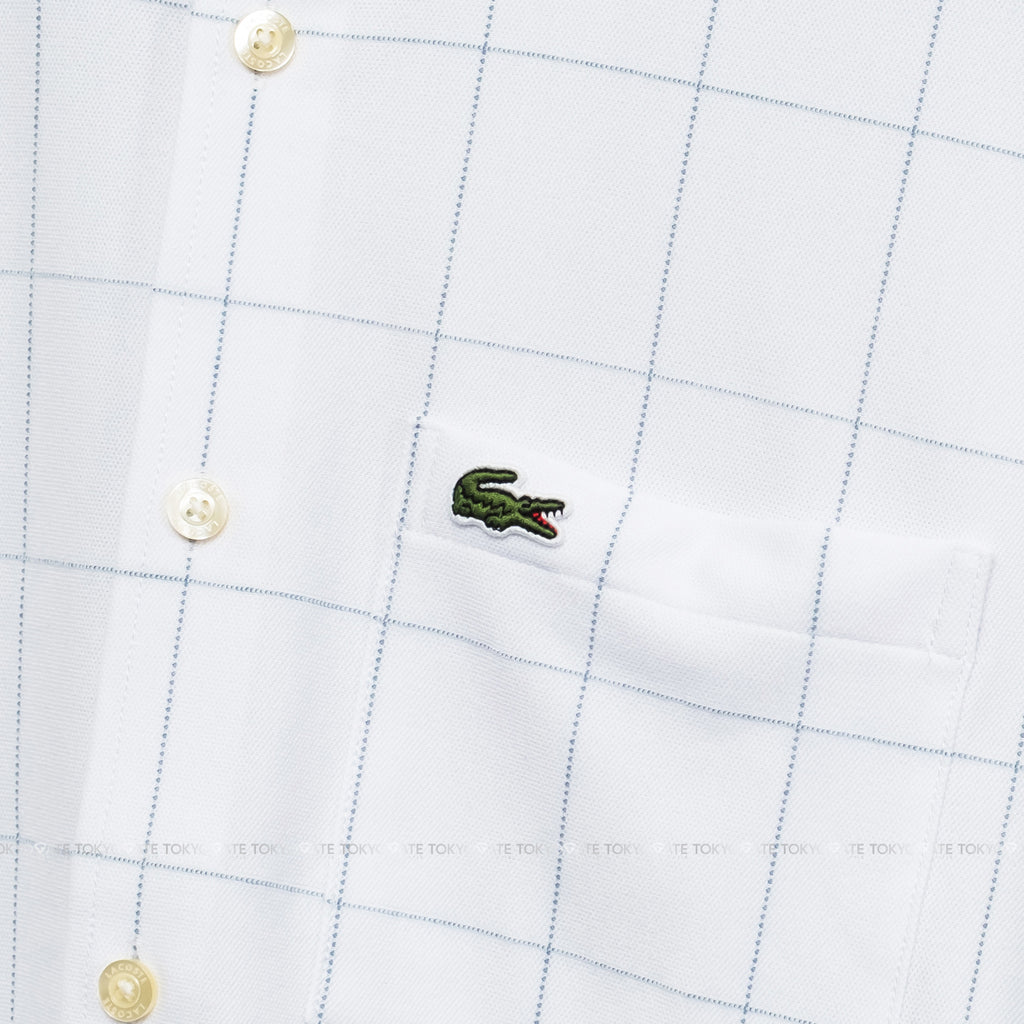 Áo sơ mi Lacoste CH6415 HD9 Jacquard Check Jersey Shirt White Regular Fit