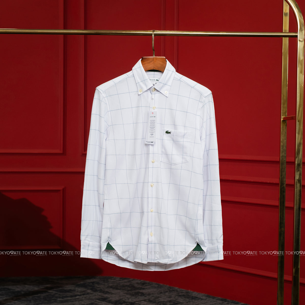 Áo sơ mi Lacoste LS CH6416 HD9 Graph Check Jersey Button-Down Shirt White Regular Fit