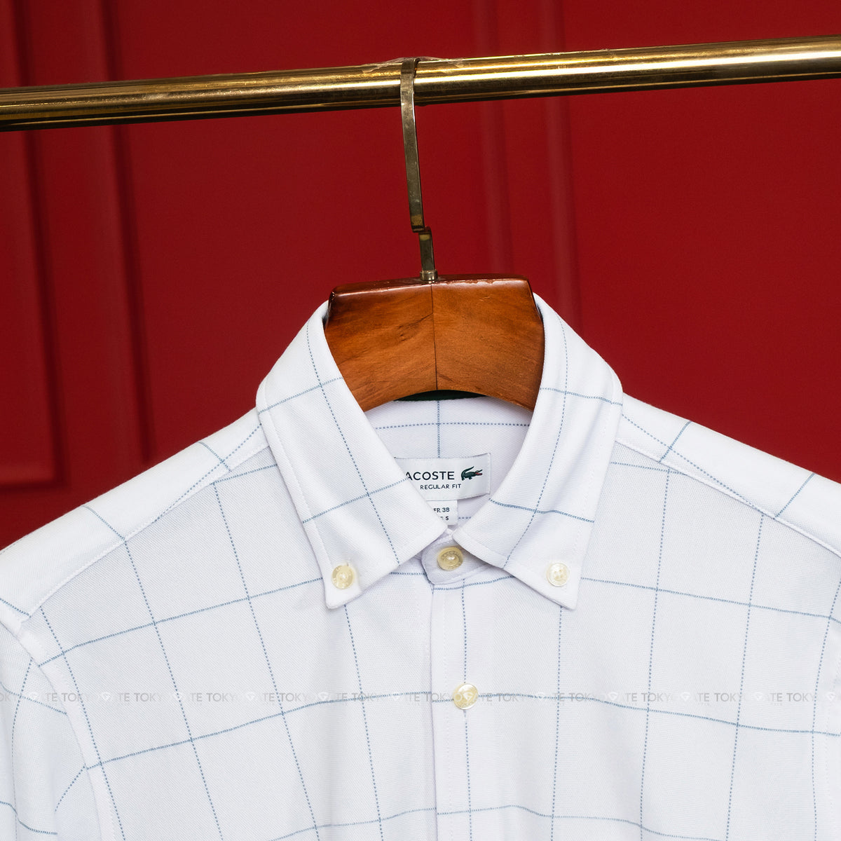 Áo sơ mi Lacoste LS CH6416 HD9 Graph Check Jersey Button-Down Shirt White Regular Fit