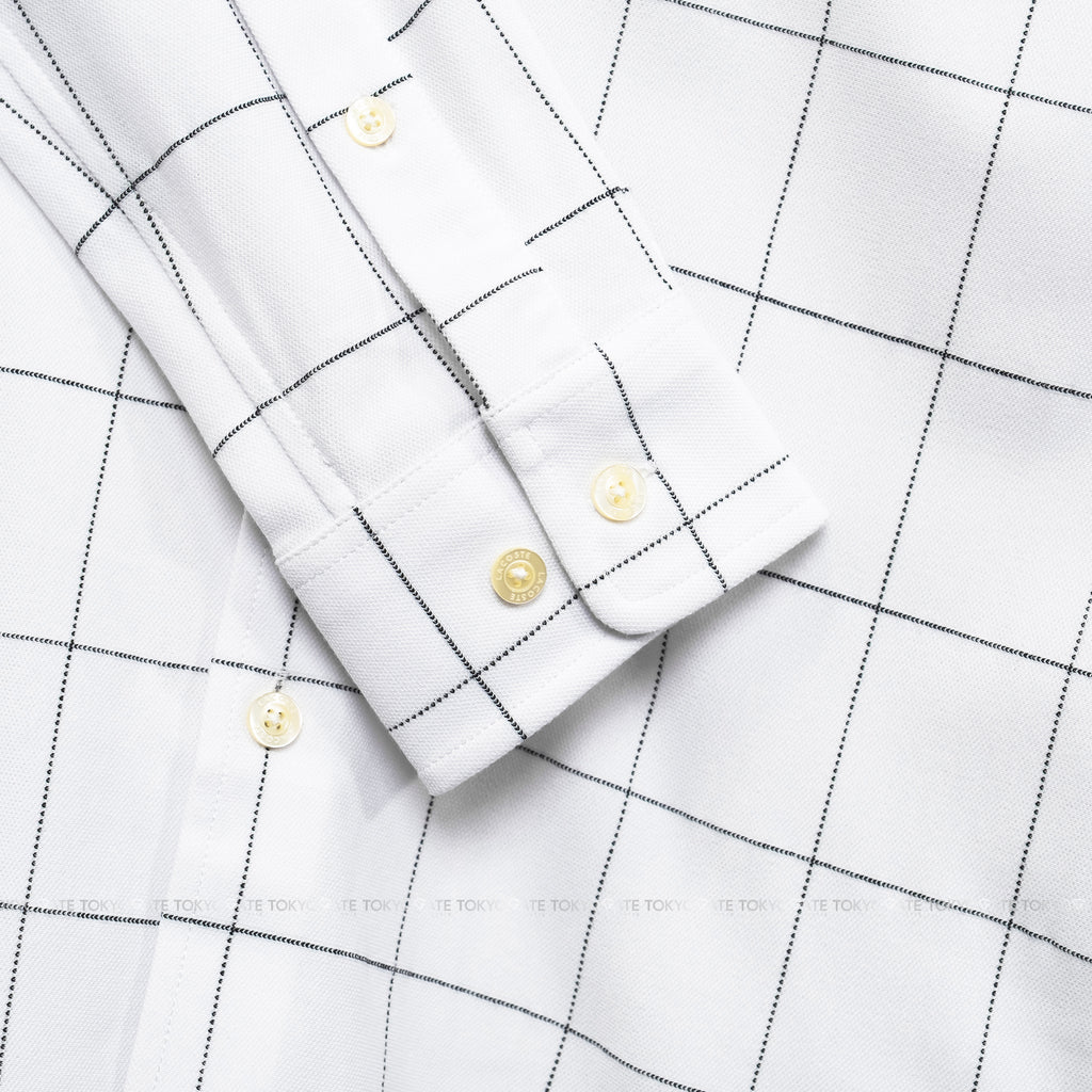 Áo sơ mi Lacoste LS CH6416 031 Graph Check Jersey Button-Down Shirt White Regular Fit