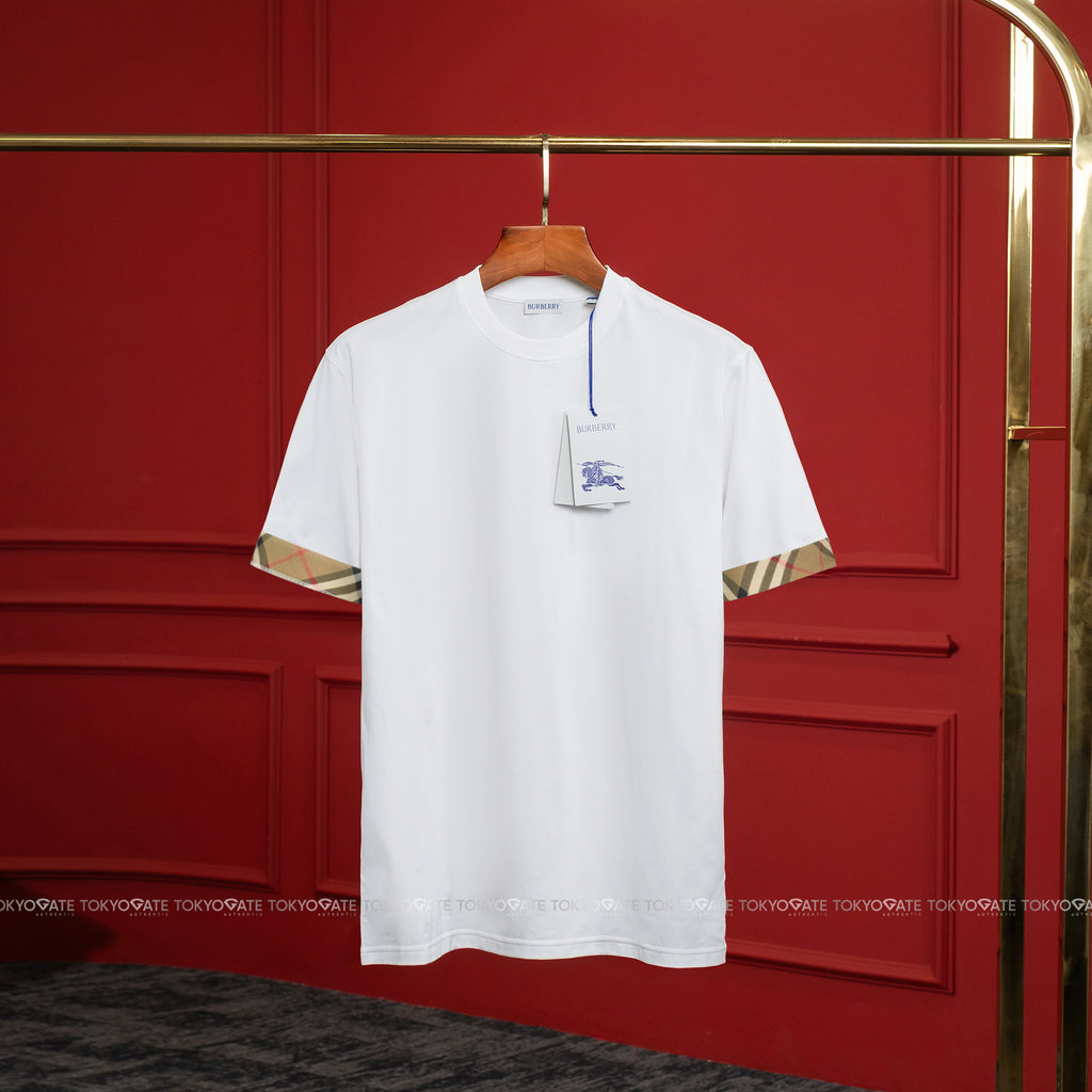 Áo phông Burberry 8104281 Ellison Check Tri White Regular Fit