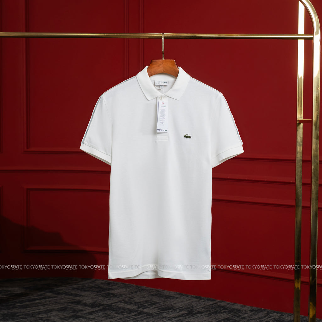 Áo polo Lacoste SS PH0897 70V Logo Stripe White Regular Fit