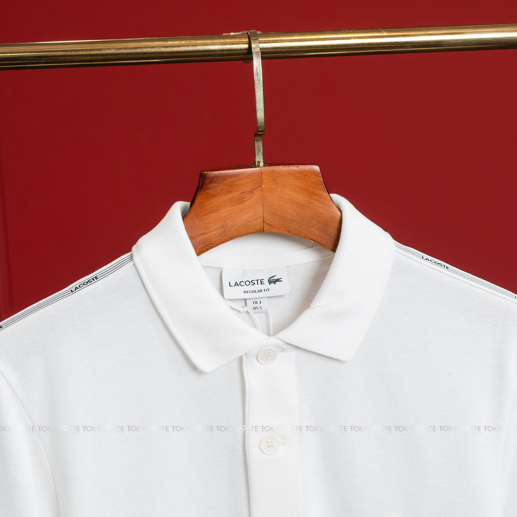 Áo polo Lacoste SS PH0897 70V Logo Stripe White Regular Fit