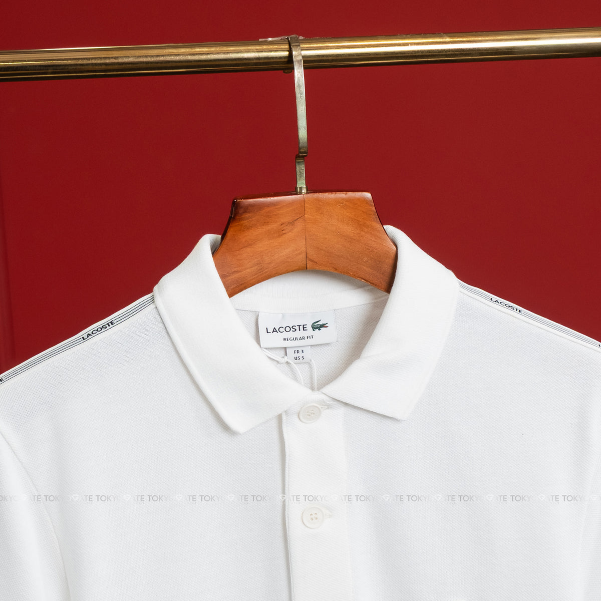 Áo polo Lacoste SS PH0897 70V Logo Stripe White Regular Fit
