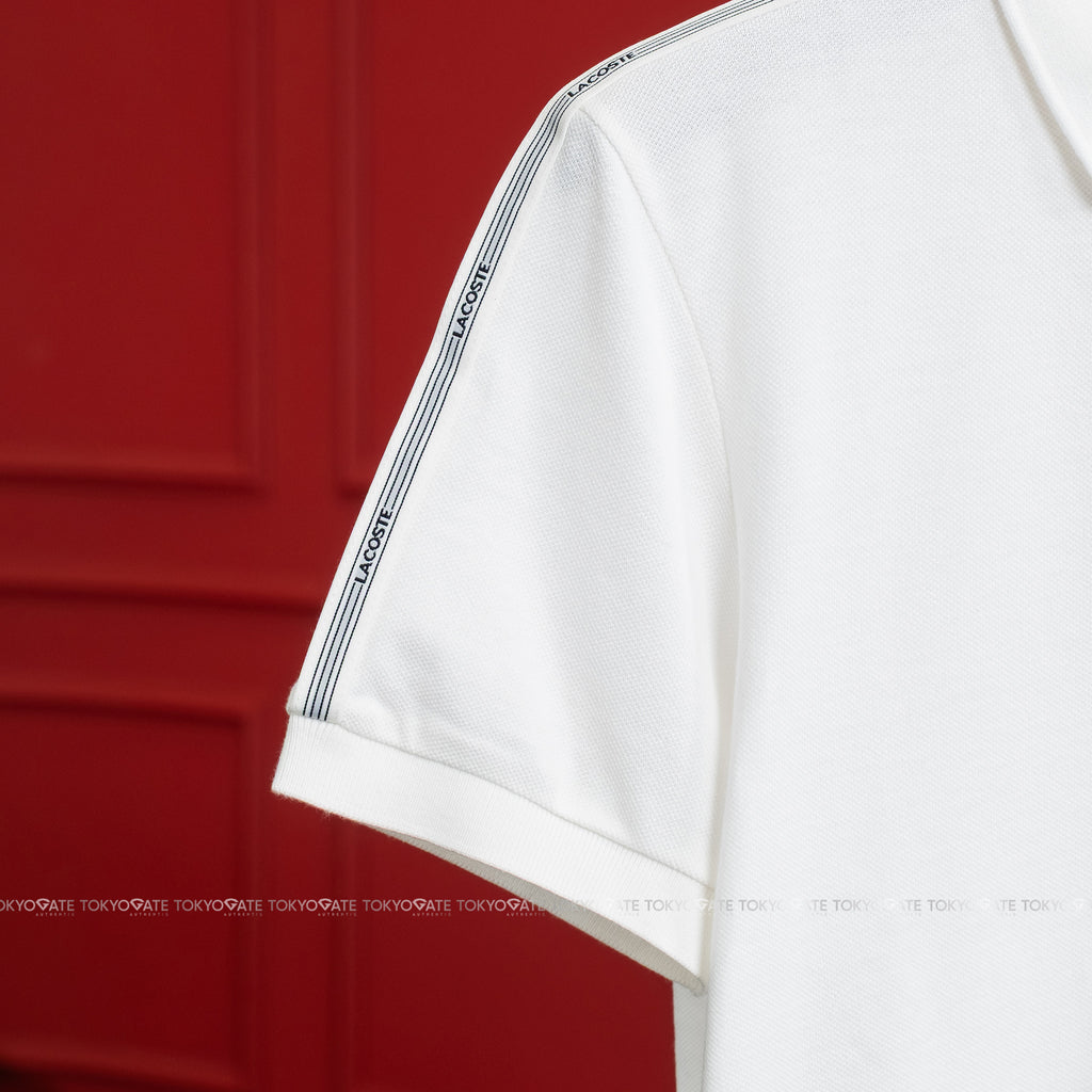 Áo polo Lacoste SS PH0897 70V Logo Stripe White Regular Fit