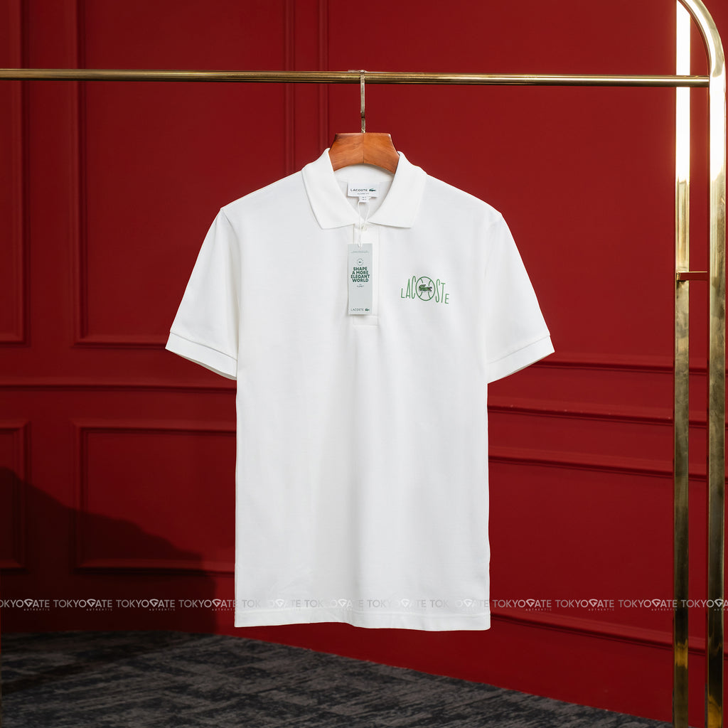 Áo polo Lacoste PH2080 70V Graphic Branding Petit Piqué White Classic Fit