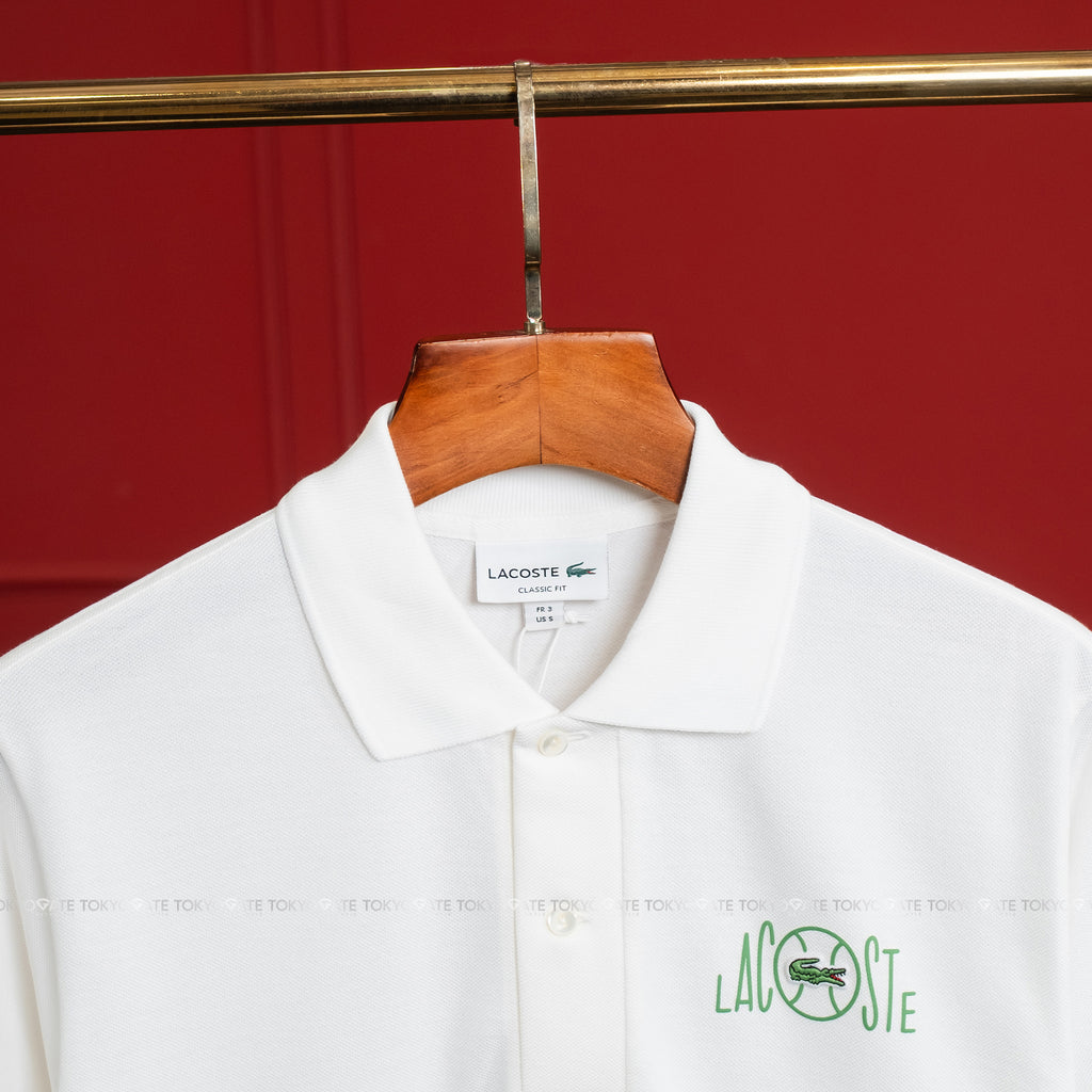 Áo polo Lacoste PH2080 70V Graphic Branding Petit Piqué White Classic Fit