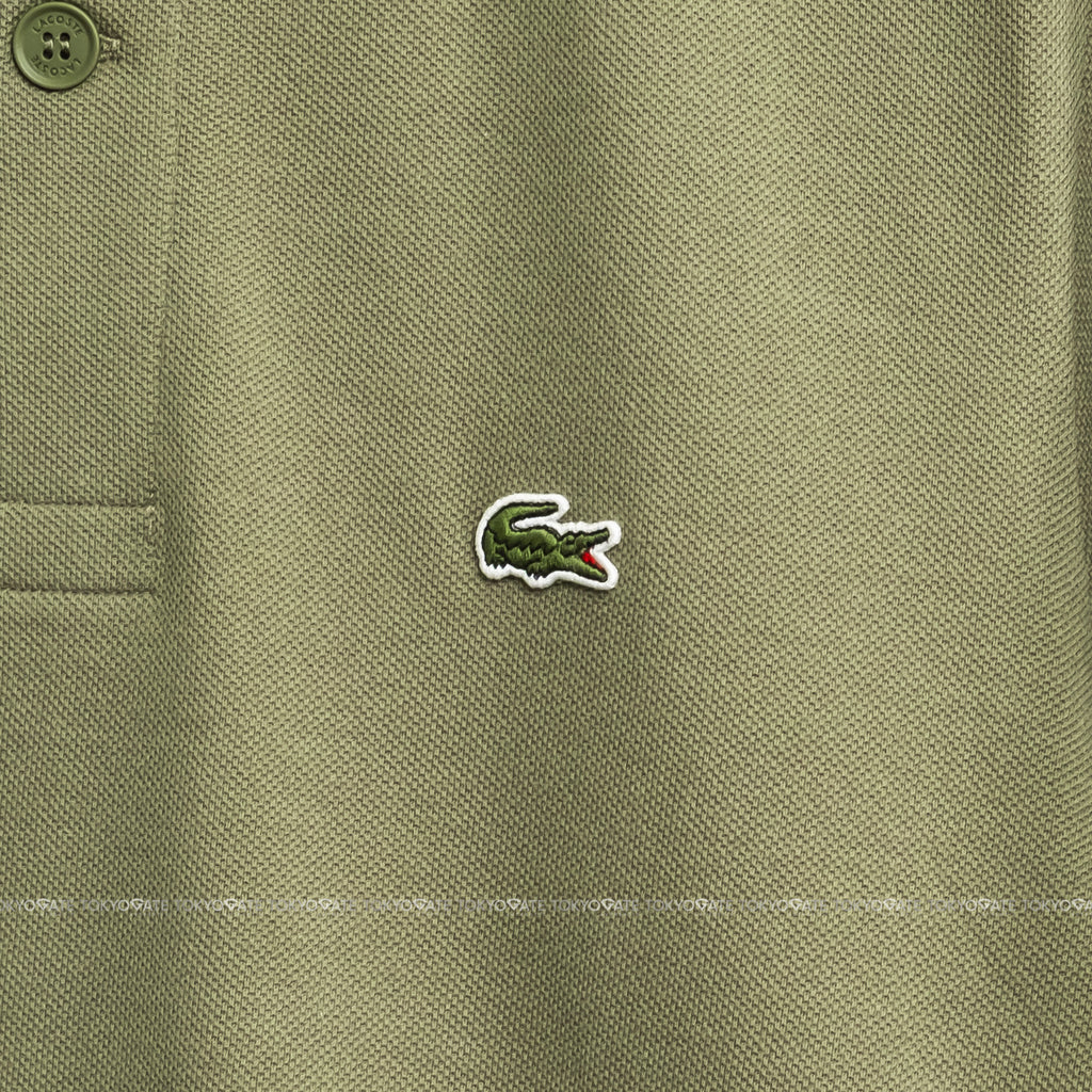 Áo polo Lacoste SS PH0897 BMY Logo Stripe Khaki Green Regular Fit