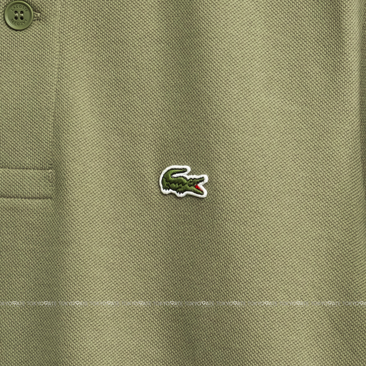 Áo polo Lacoste SS PH0897 BMY Logo Stripe Khaki Green Regular Fit