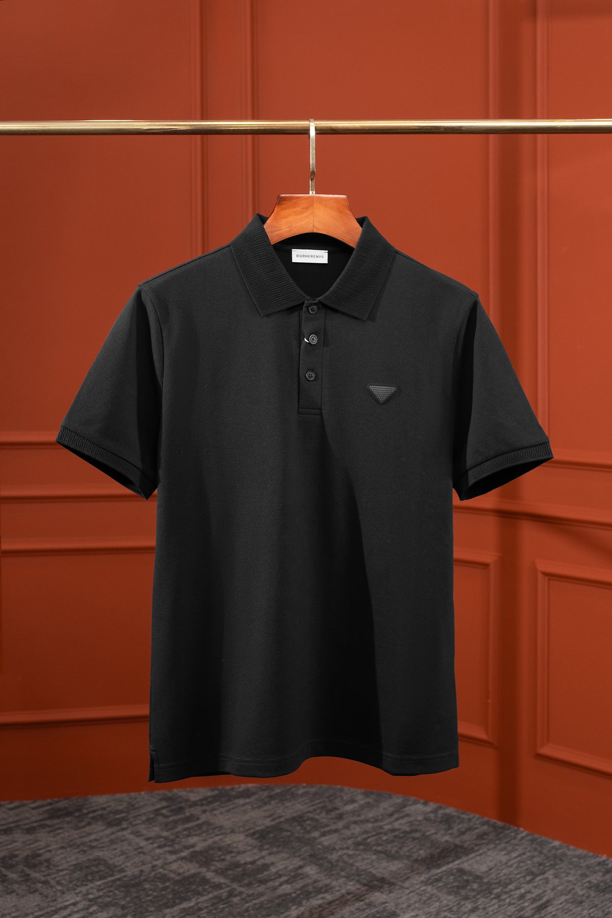 Áo polo Burherenys Mulberry Silk Blend 68320 Black Regular Fit