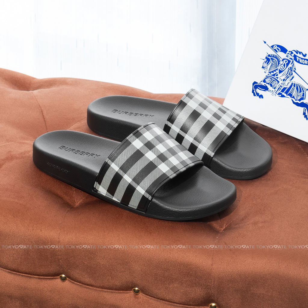 Dép Burberry 8107514 Furley Slides Black IP Check