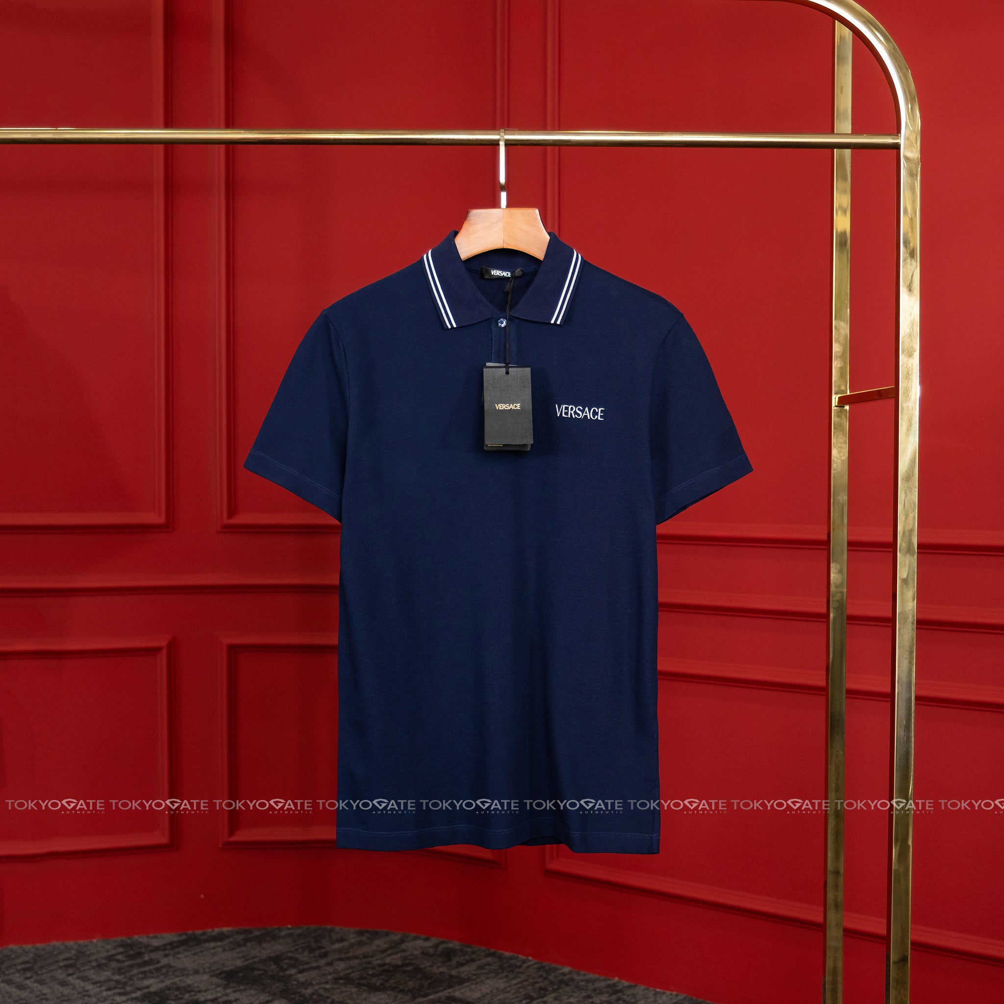 Áo polo Versace 1011851 1A14049 Navy Regular Fit