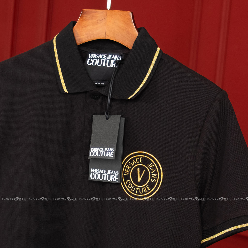 Áo polo Versace Jeans Couture 78GAGT00 78UP621 G89 Black Gold Slim Fit