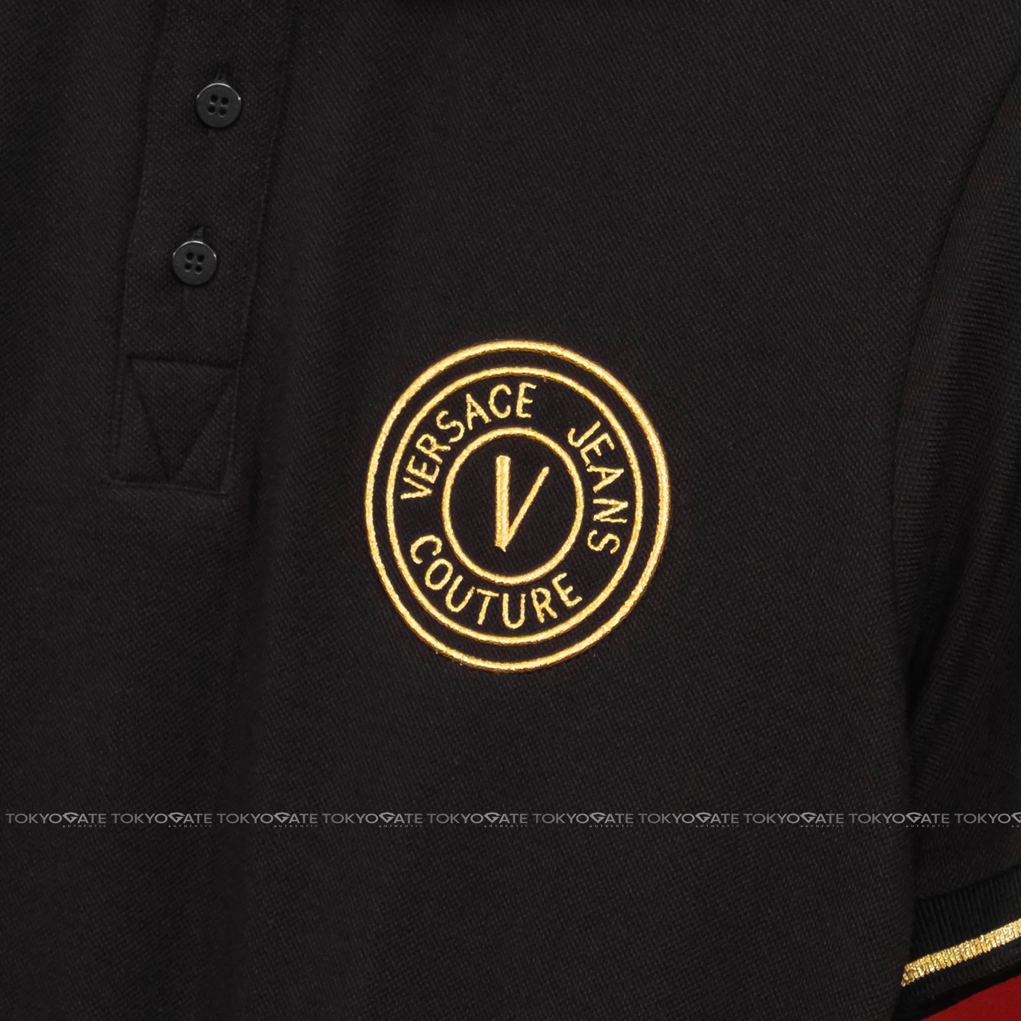 Áo polo Versace Jeans Couture 78GAGT00 78UP621 G89 Black Gold Slim Fit
