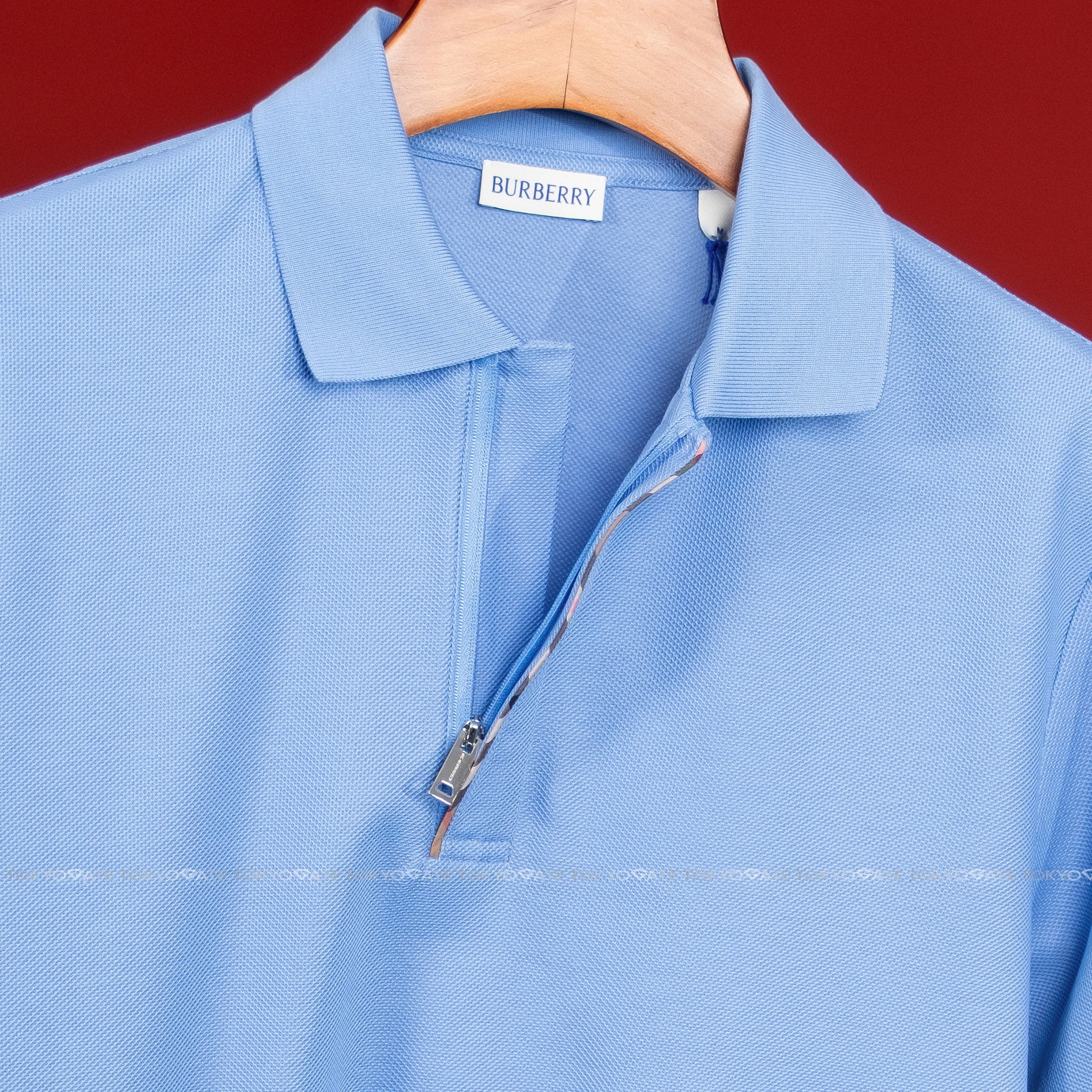 Áo polo Burberry 8120941 Harford ZP Perwinkle Blue Slim Fit