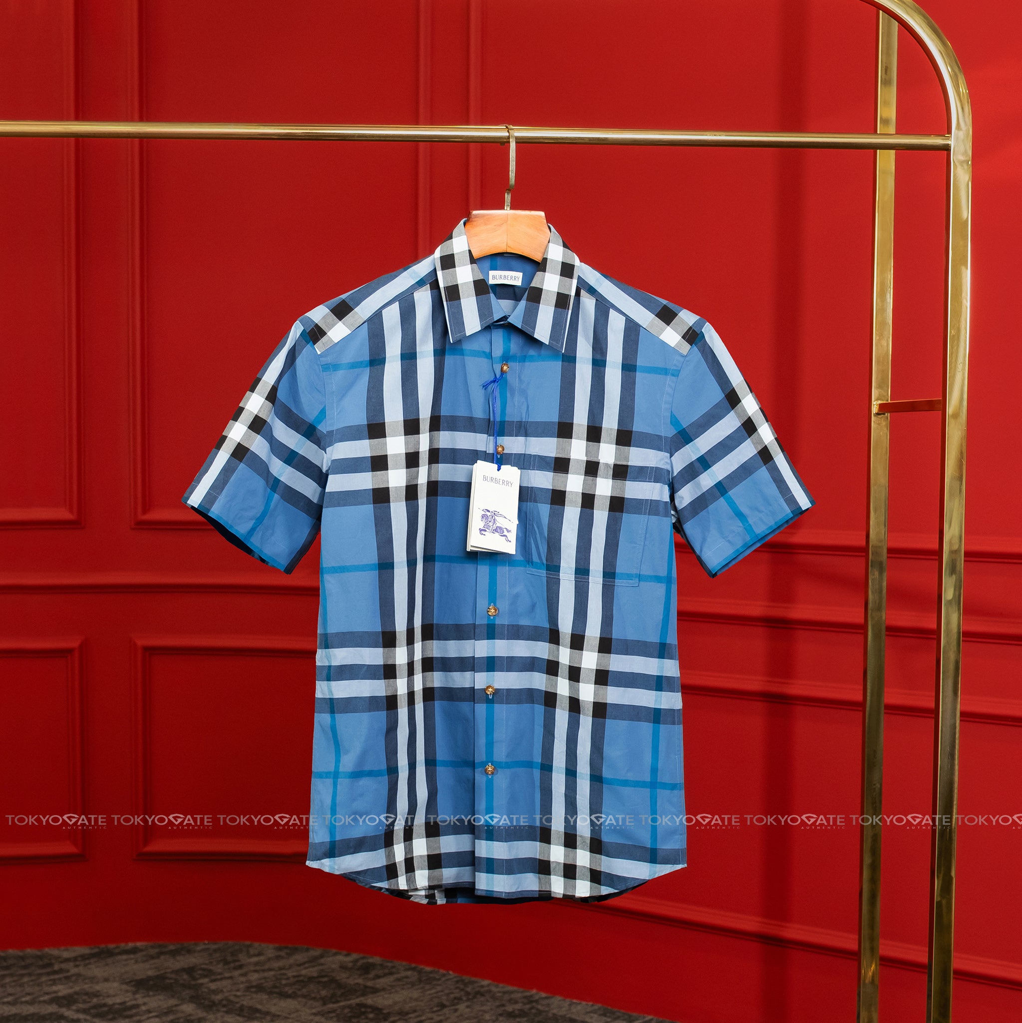 Áo sơ mi Burberry SS Claverdon Blue Jade Slim Fit
