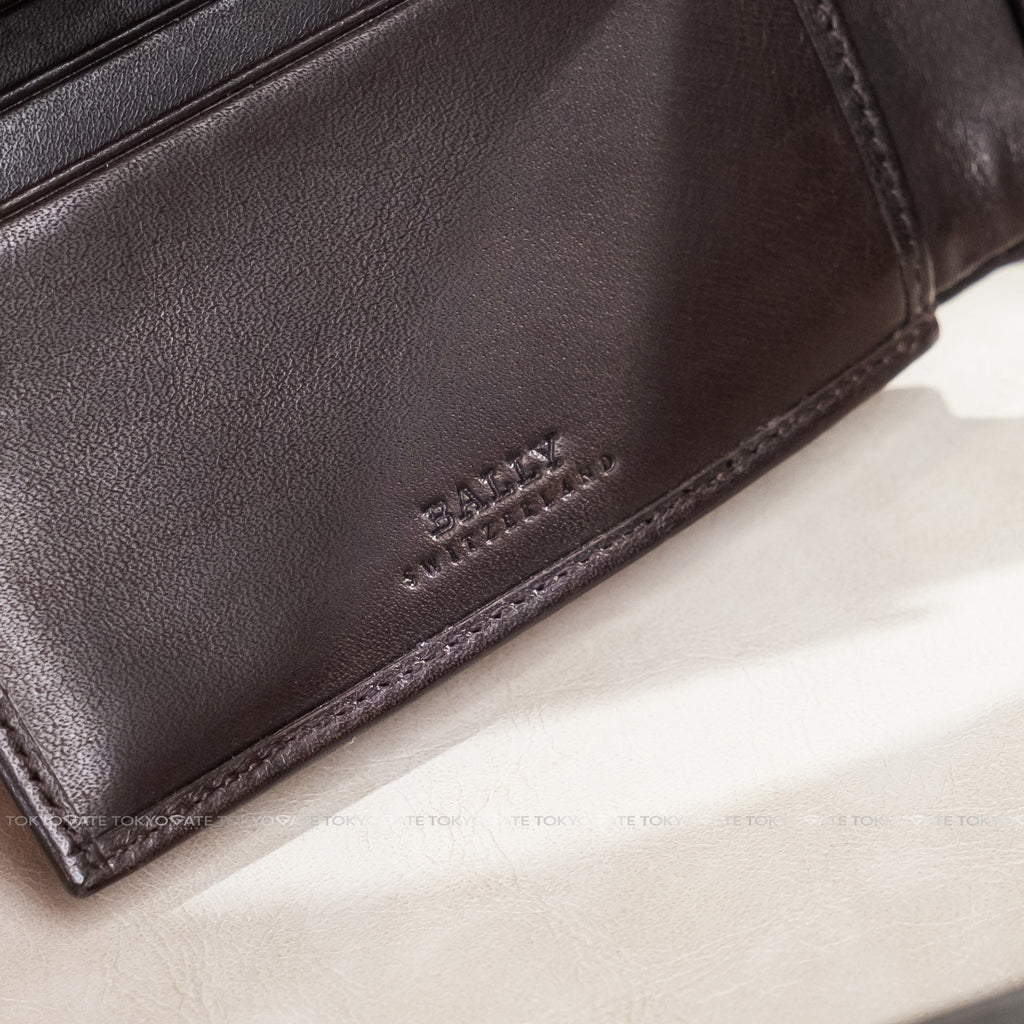 Ví Bally Tye Stripe Leather Wallet Brown