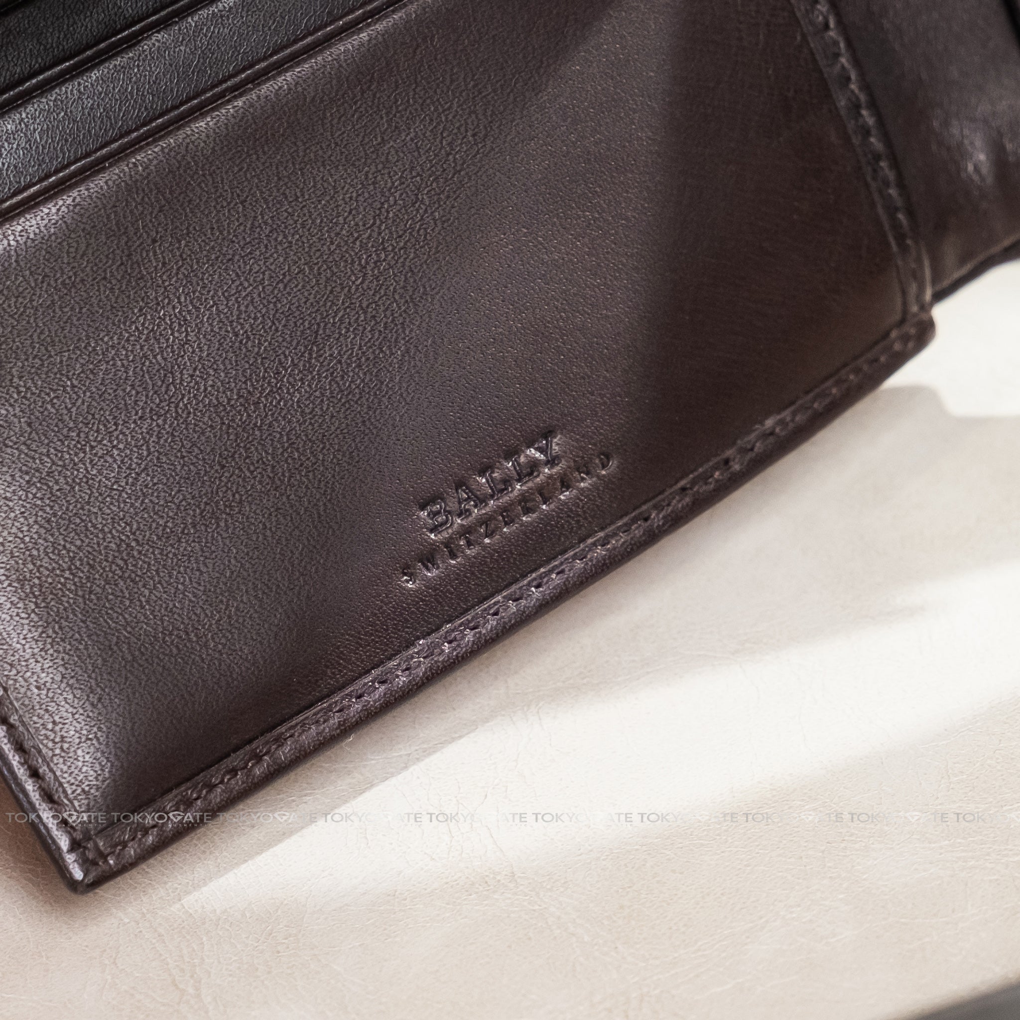 Ví Bally Tye Stripe Leather Wallet Brown
