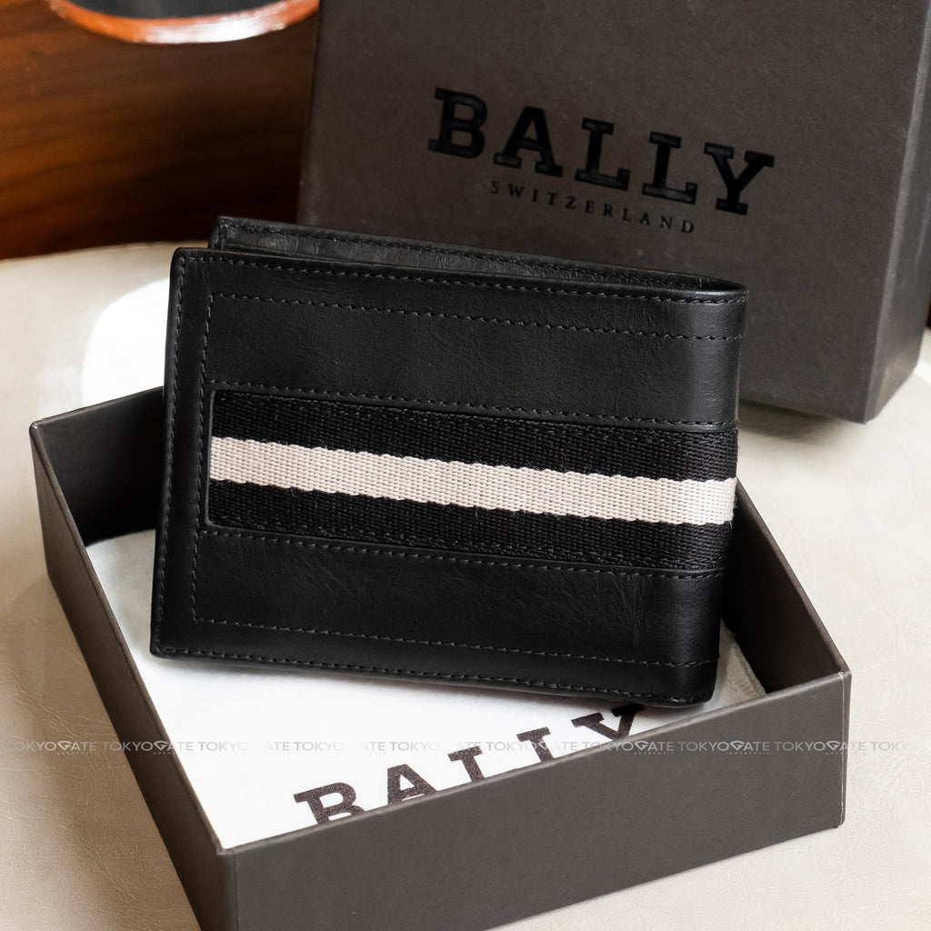 Ví Bally Tye Stripe Leather Wallet Black