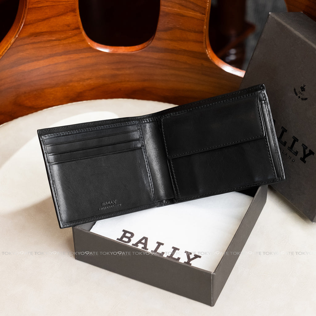 Ví Bally Tye Stripe Leather Wallet Black