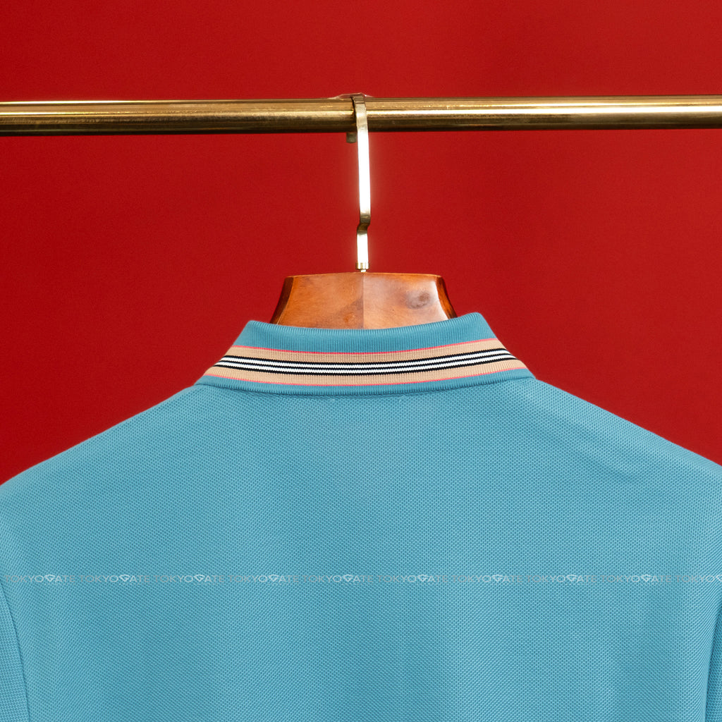 Áo polo Burberry 8120942 Hartford ICS Peacock Turquoise Slim Fit