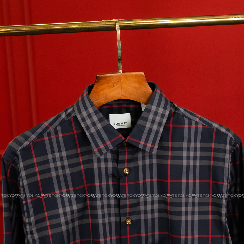 Áo sơ mi Burberry 8084296 Shefford Navy Grey Slim Fit