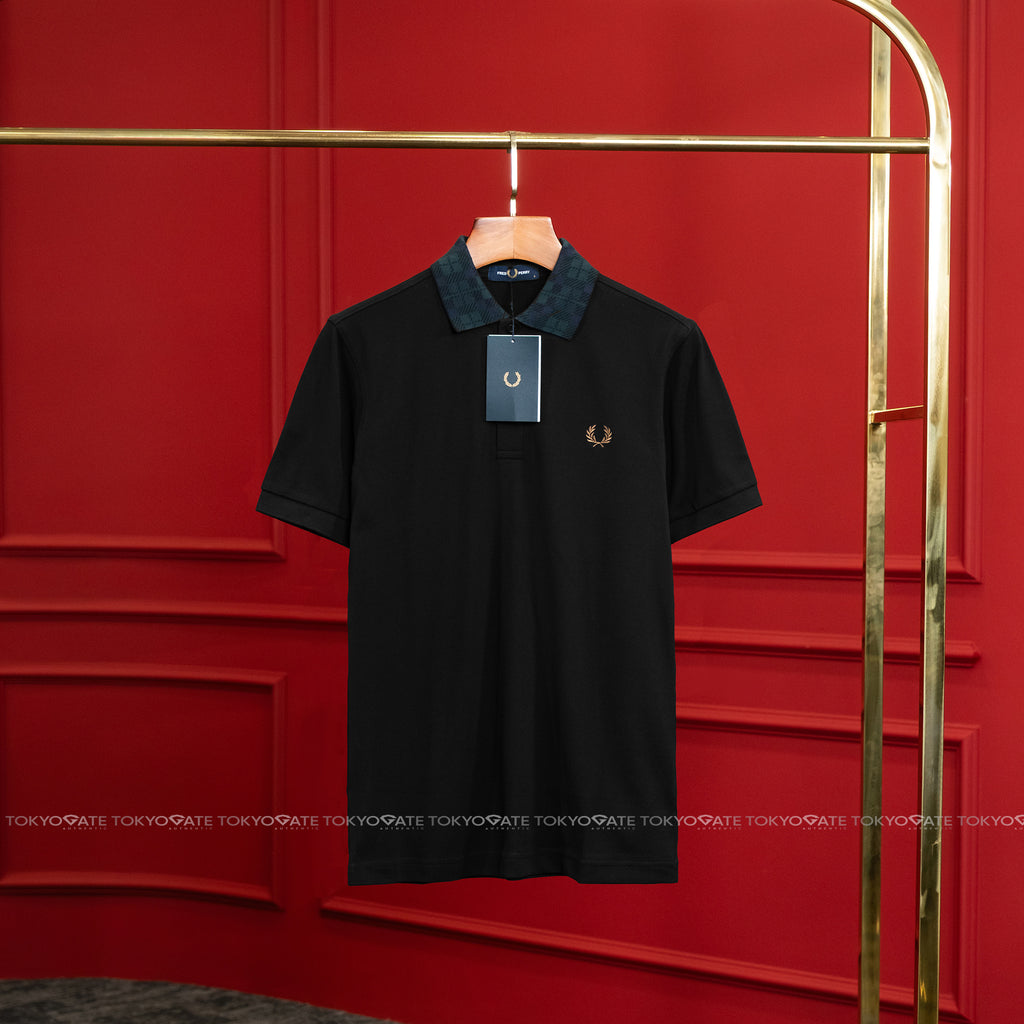 Áo Polo Fred Perry M1762 102 Twin Tipped Black/White Regular Fit