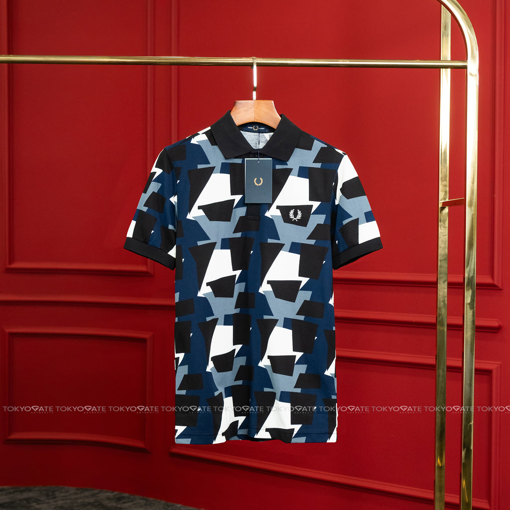 Áo polo Fred Perry M2660 560 Fragment Print Ecru Regular Fit