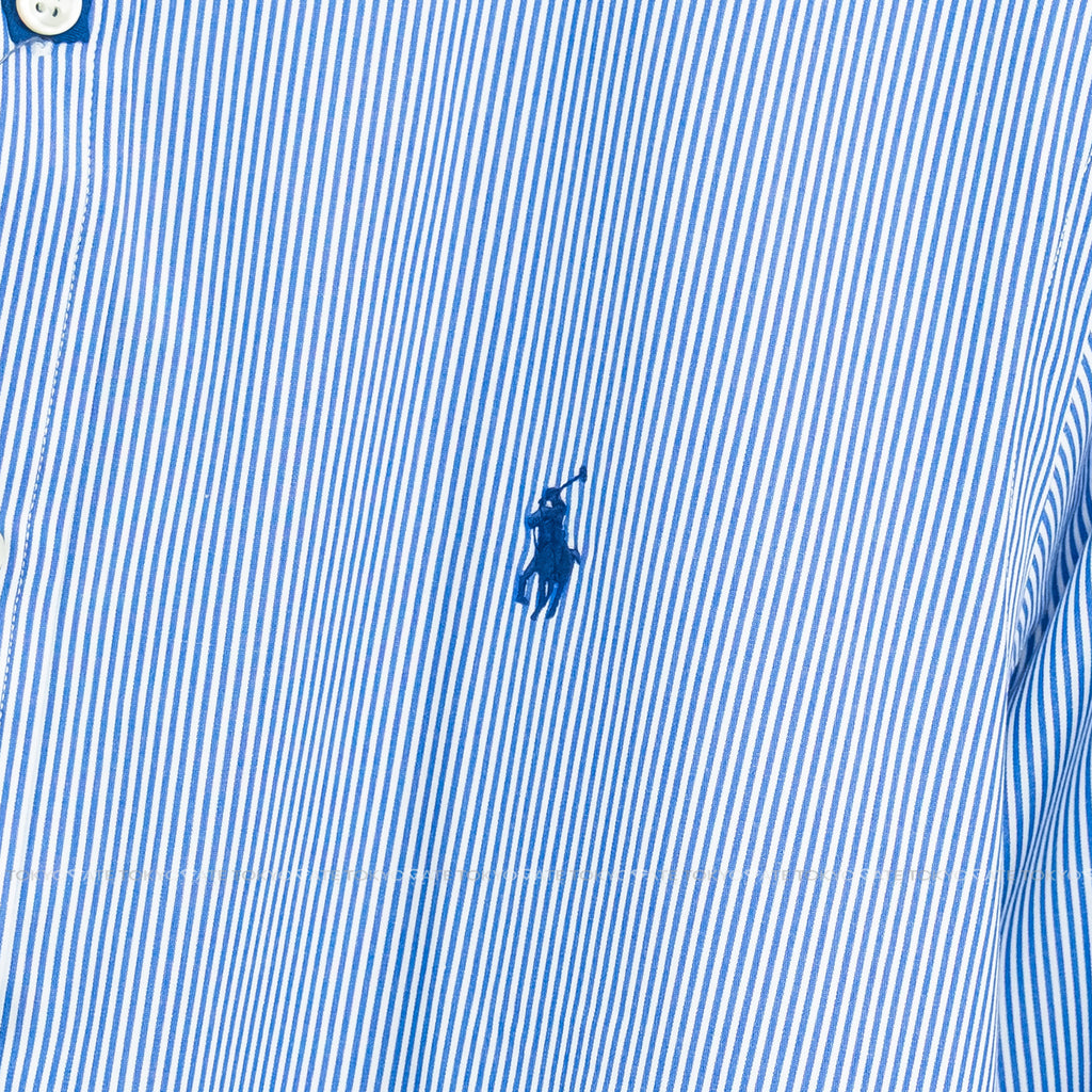 Áo sơ mi Polo Ralph Lauren 710928254007 Slim Fit Striped Stretch Poplin Shirt Blue