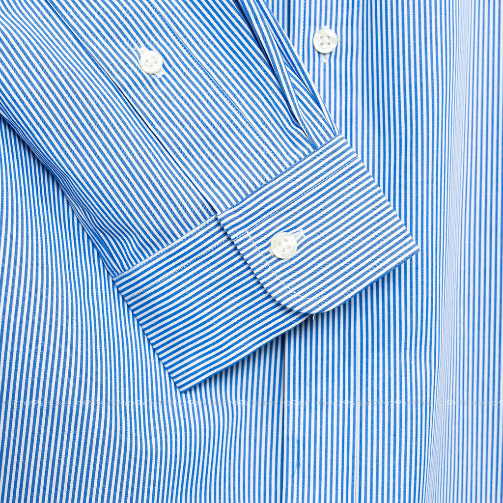 Áo sơ mi Polo Ralph Lauren 710928254007 Slim Fit Striped Stretch Poplin Shirt Blue