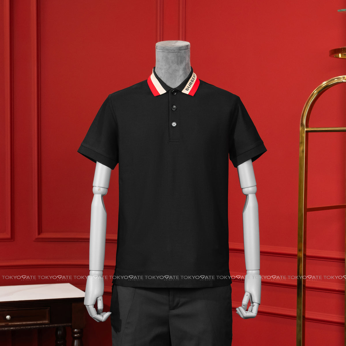 Áo polo Burberry 8083154 Edney Black Slim Fit