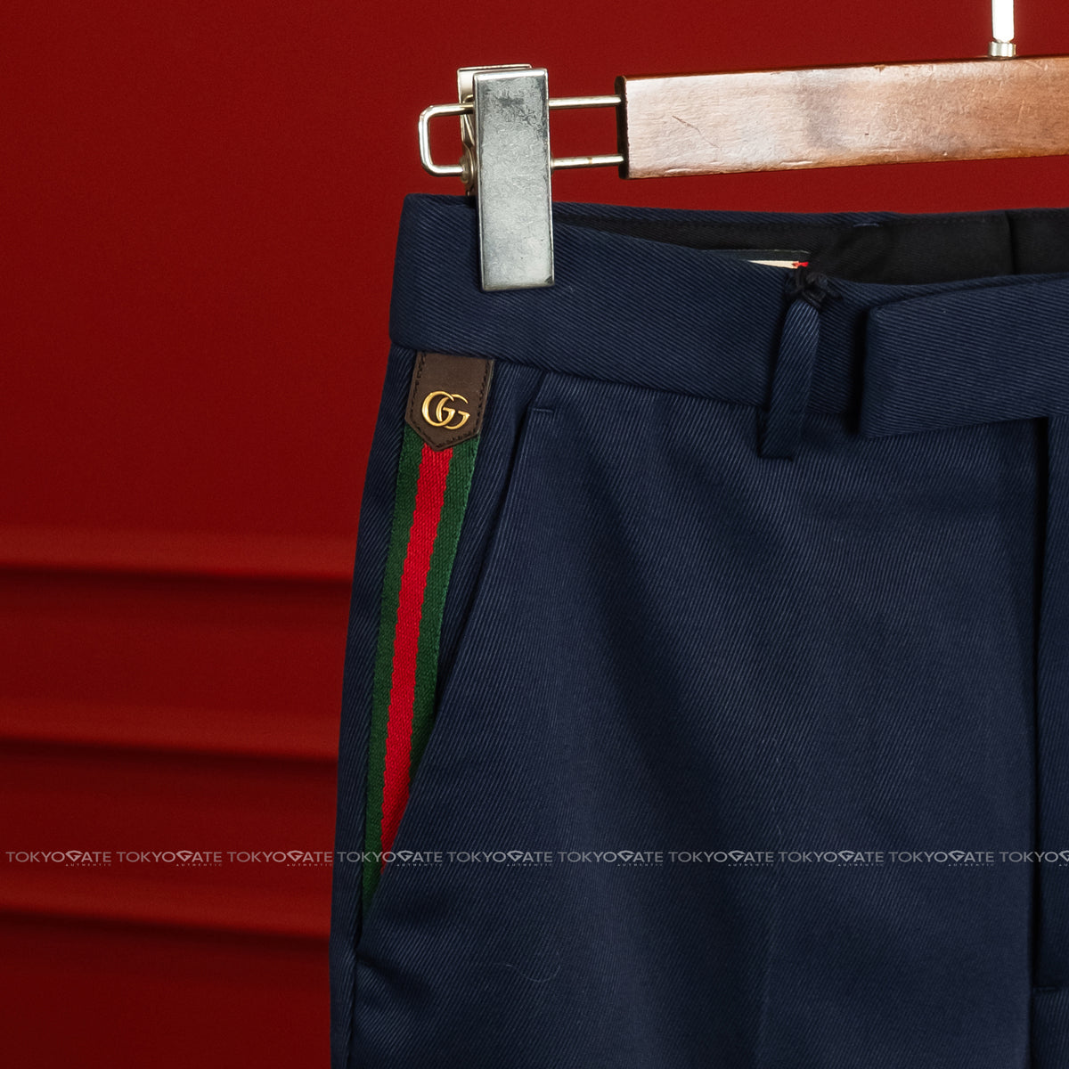 Quần âu Gucci 668588 Z8AQY 4433 Web Stripe Navy Regular Fit