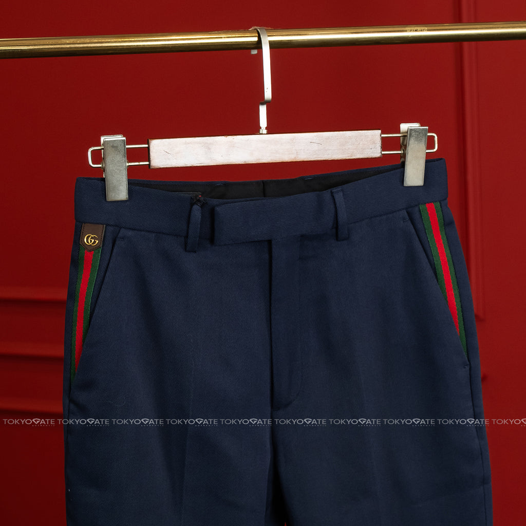Quần âu Gucci 668588 Z8AQY 4433 Web Stripe Navy Regular Fit
