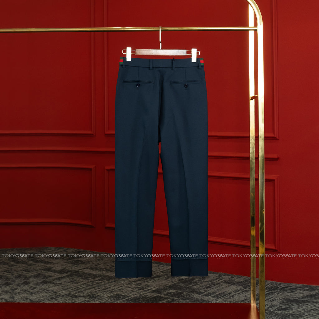 Quần âu Gucci 751788 Z798C 4255 Fluid Drill Dark Navy Regular Fit