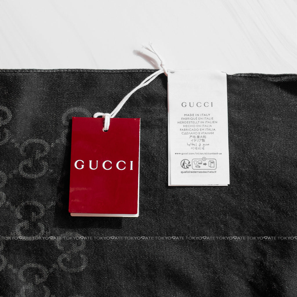 Khăn Gucci GG Jacquard Wool Silk Scarf 165904 3G646 Grey
