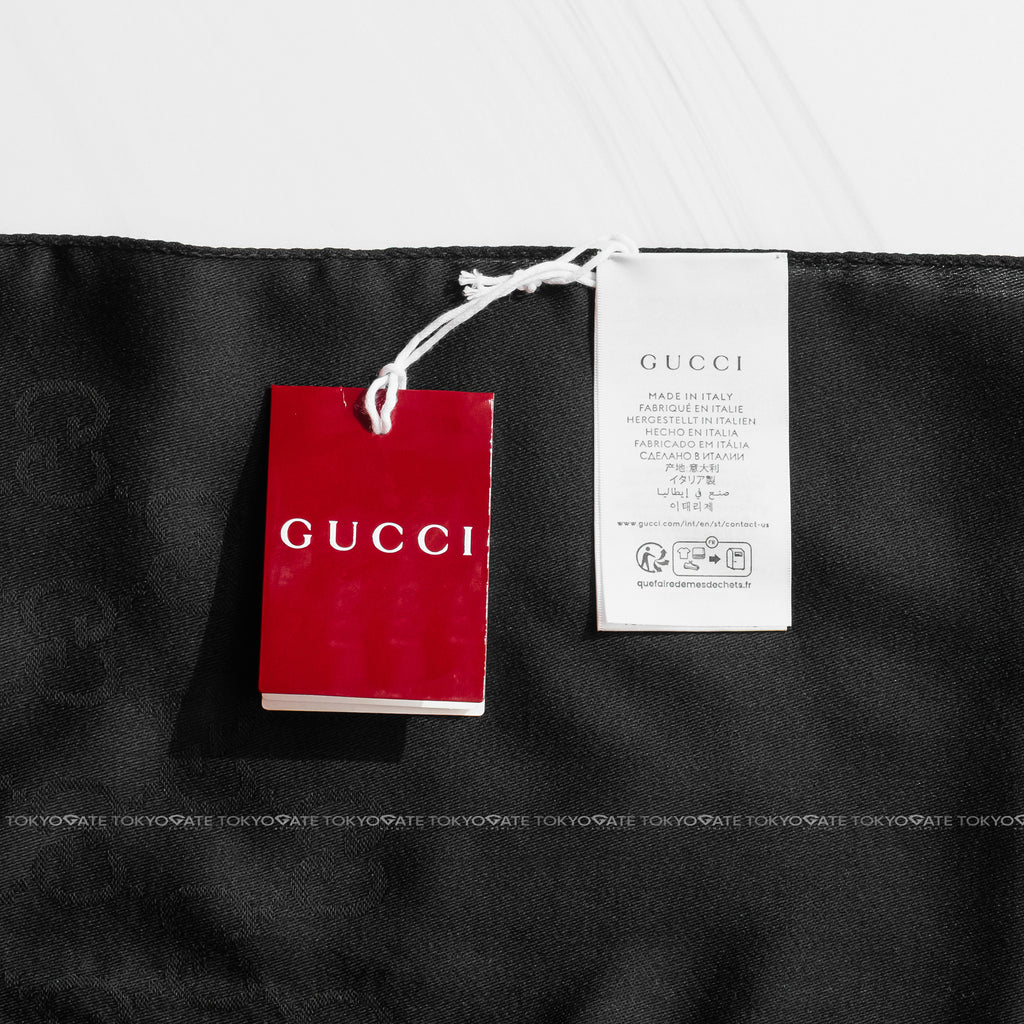 Khăn Gucci GG Jacquard Wool Silk Scarf 165904 3G646 Black