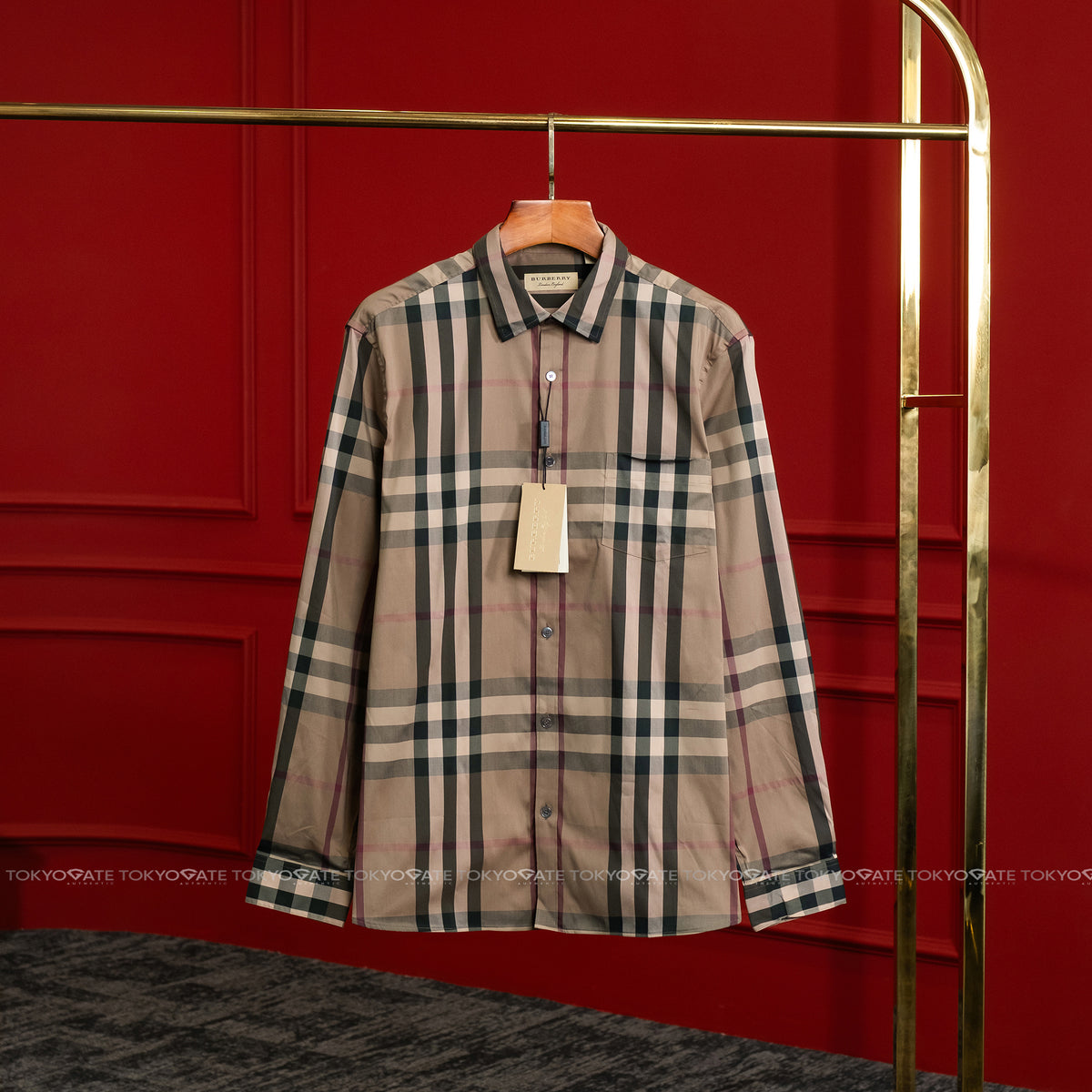 Áo sơ mi Burberry LS Nelson 3983543 Pebble Slim Fit