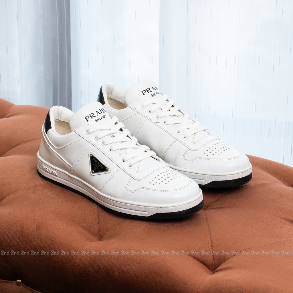 [2nd] Giày Prada Downtown Leather Sneakers All White